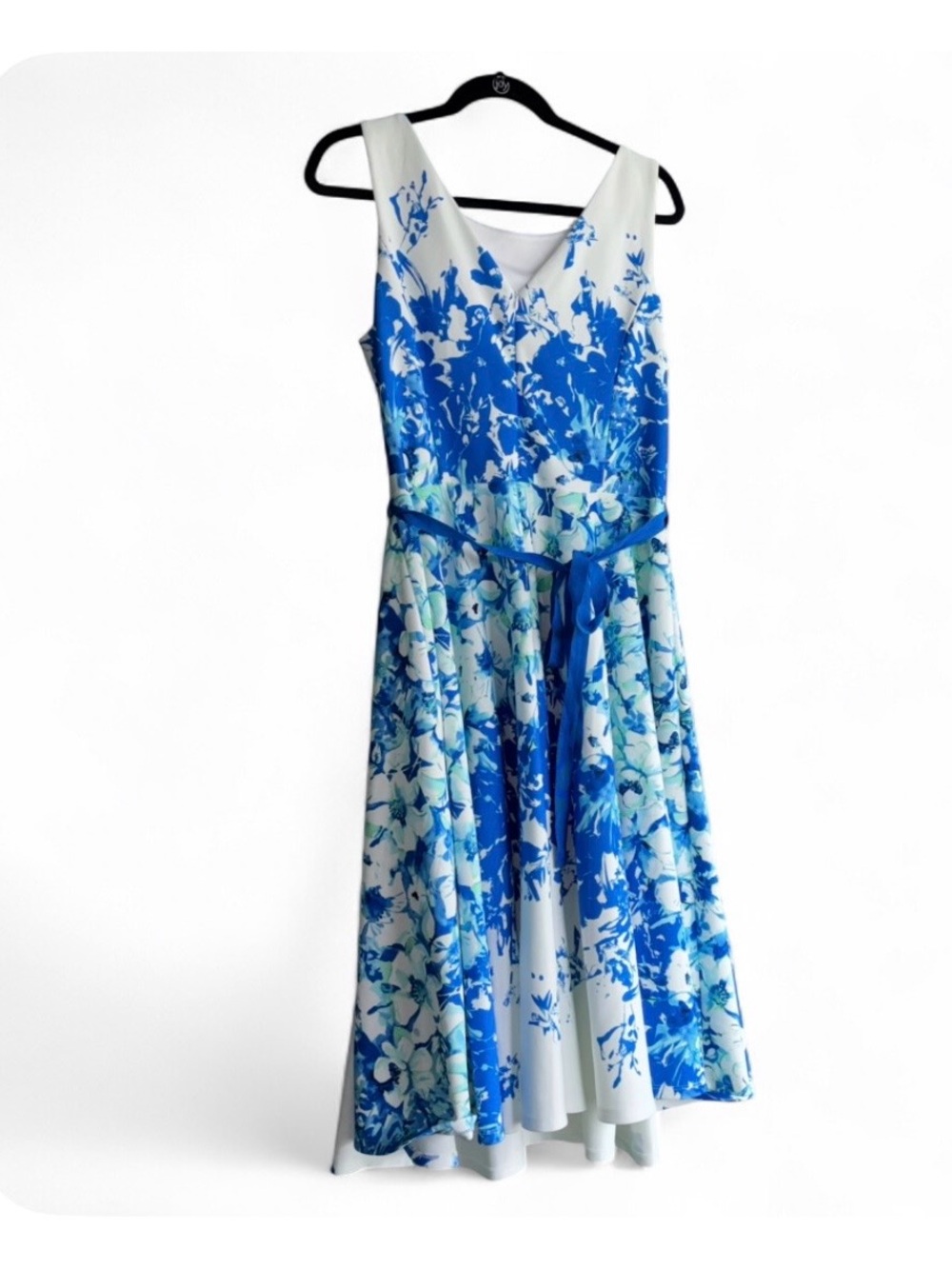 Danny & Nicole size 12 White Dress with Blue Trim